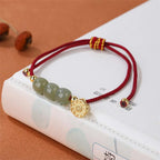 Fortune Jewel Handmade Hetian Jade Bead Lotus Pod Prosperity Luck Braided Bracelet