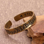 Fortune Jewel 2Pcs Om Mani Padme Hum Dragon Phoenix Copper Leather Peace Cuff Bracelet Bangle