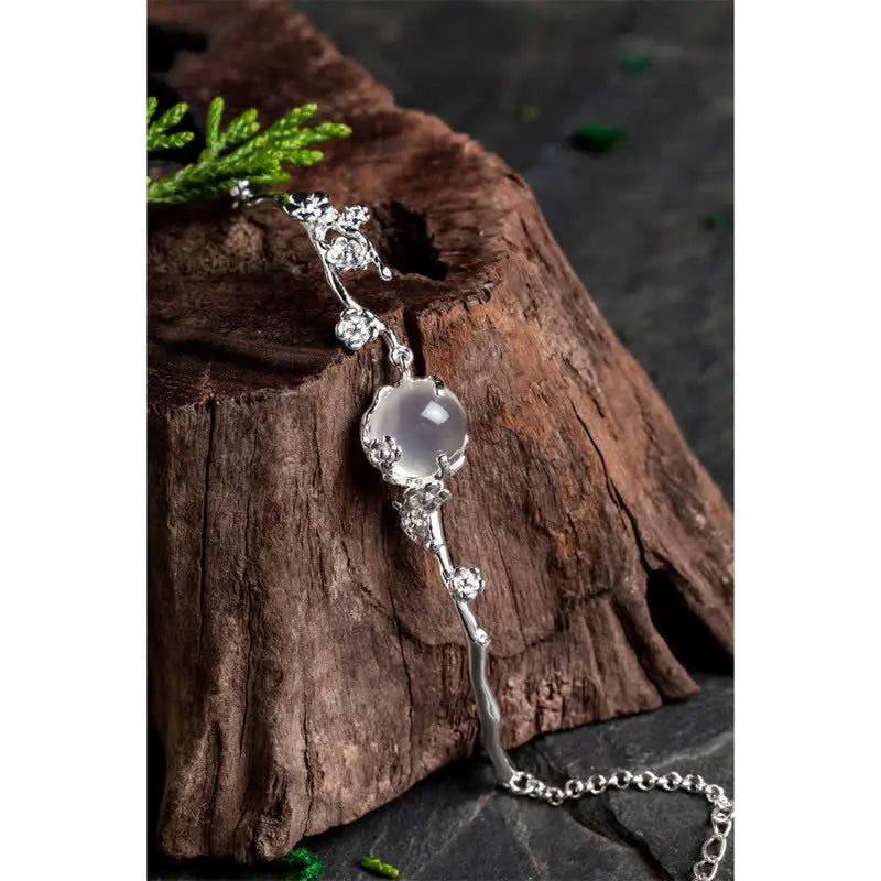 Fortune Jewel "Sending Grace and Harmony"Plum Blossom Chalcedony Bracelet Includes Gift Message Card Fortune Jewel