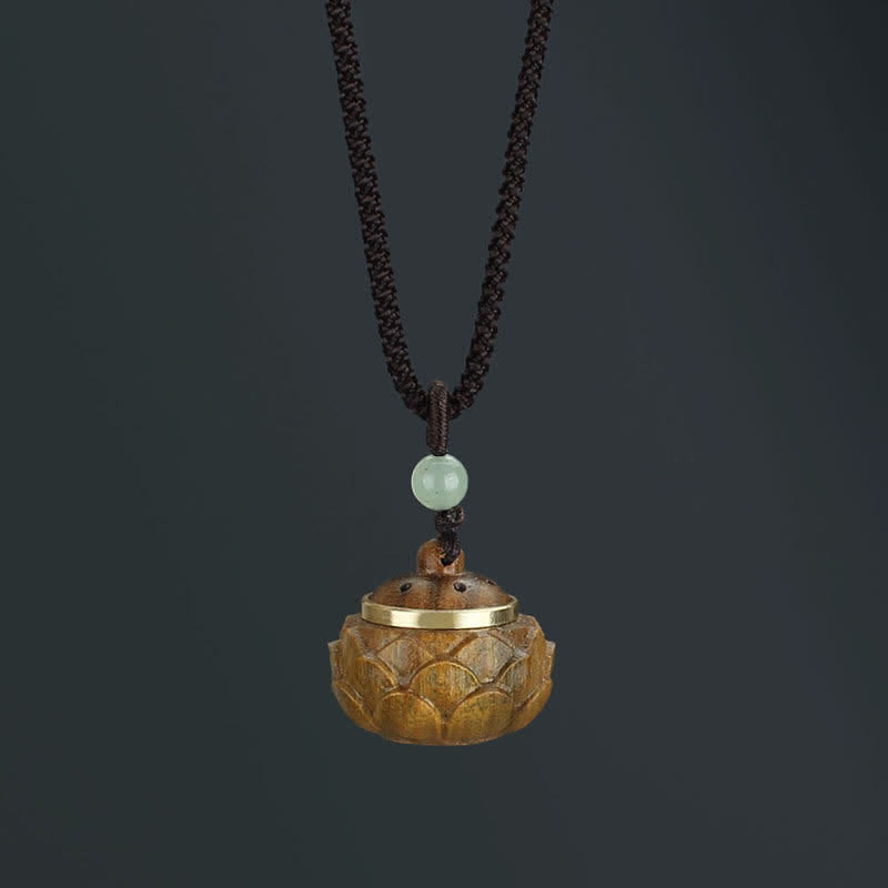 Fortune Jewel Tibet Green Sandalwood Rosewood Om Mani Padme Hum Lotus Positive Soothing Necklace Pendant Fortune Jewel