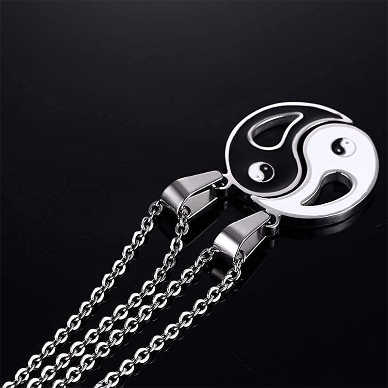 2pcs Yin Yang Pendant Couple Necklace Fortune Jewel