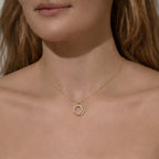 Gold Double Circle Cubic Zirconia Necklace for Women