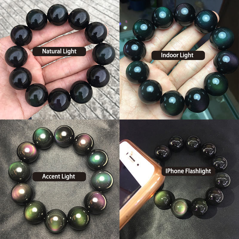 Fortune Jewel Natural Green Eye Obsidian Wealth Bracelet