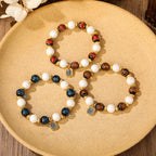 Fortune Jewel Tibetan Zakiram Goddess of Wealth Charm Liuli Glass Incense Ash Porcelain Bead Protection Bracelet
