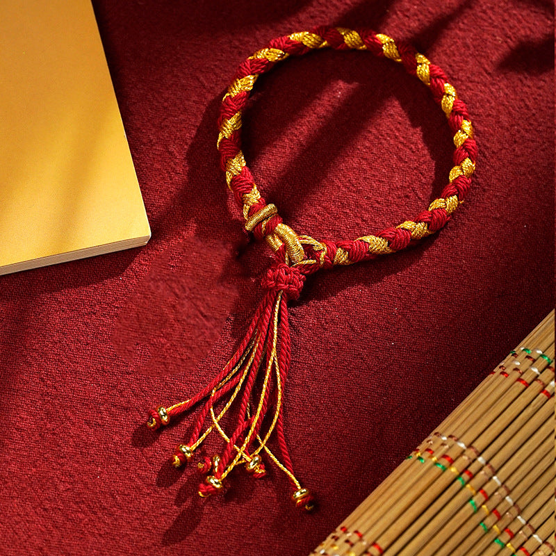 Fortune Jewel Handmade Tibetan Five God Of Wealth Dragon Scale Rope Luck Braid Bracelet