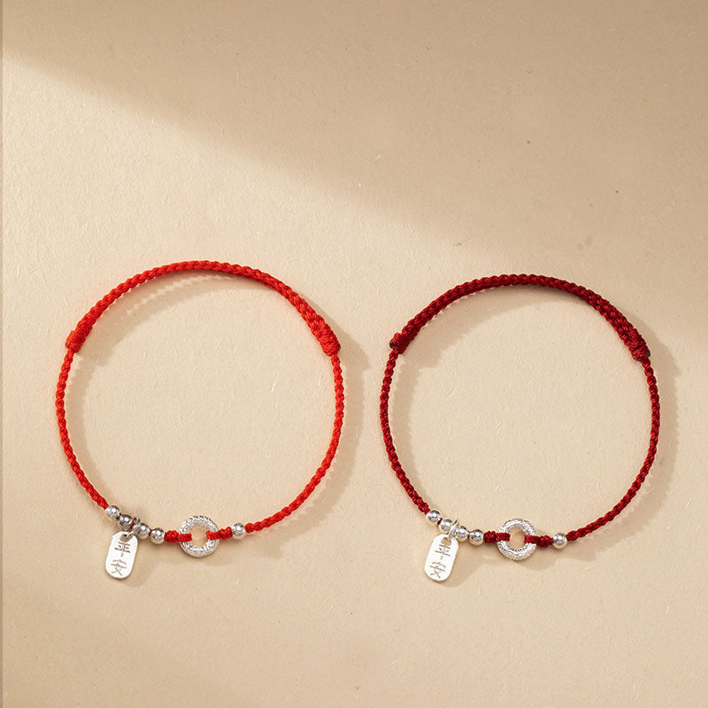 Fortune Jewel 925 Sterling Silver Auspicious Clouds Peace Buckle Safe And Sound Bracelet Anklet