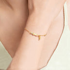 Fortune Jewel 925 Sterling Silver 18K Gold Plated White Jade Bamboo Zircon Leaf Luck Bracelet