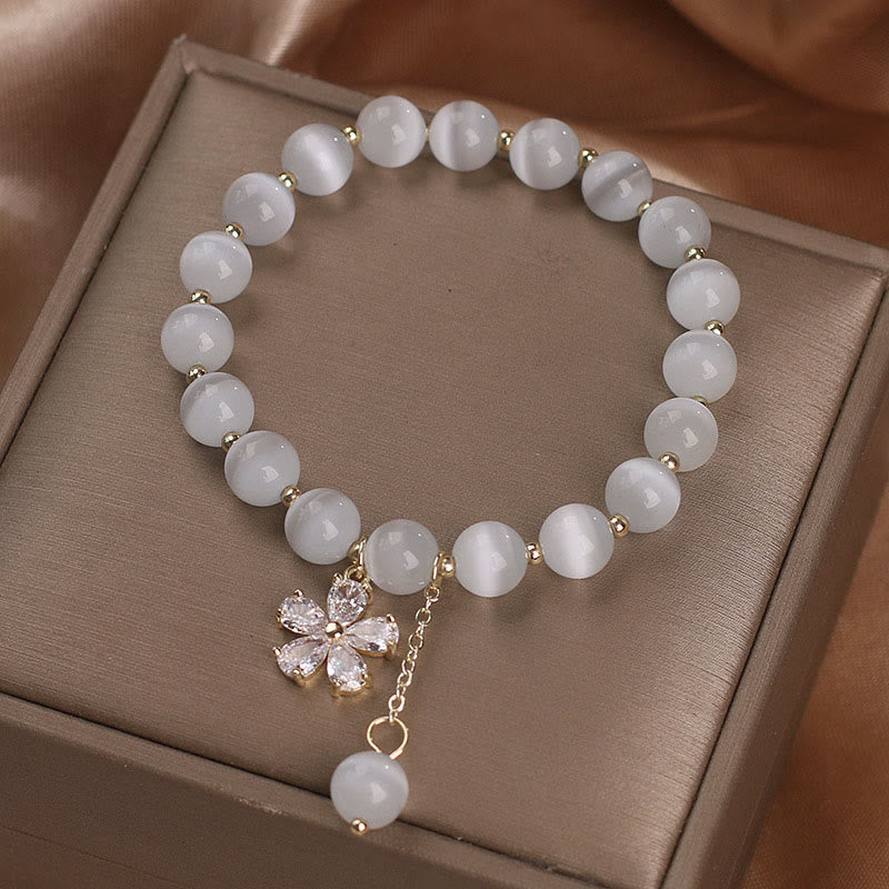Fortune Jewel Cat's Eye Flower Charm Peace Support Bracelet