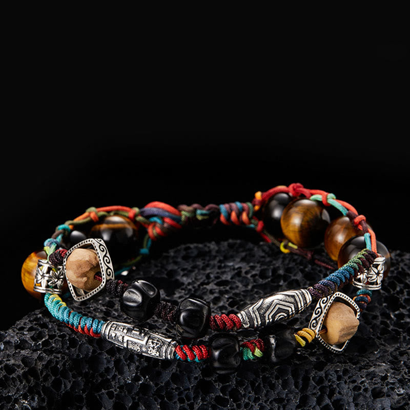 Fortune Jewel 925 Sterling Silver Tiger's Eye Bodhi Seed Handmade Courage Bracelet