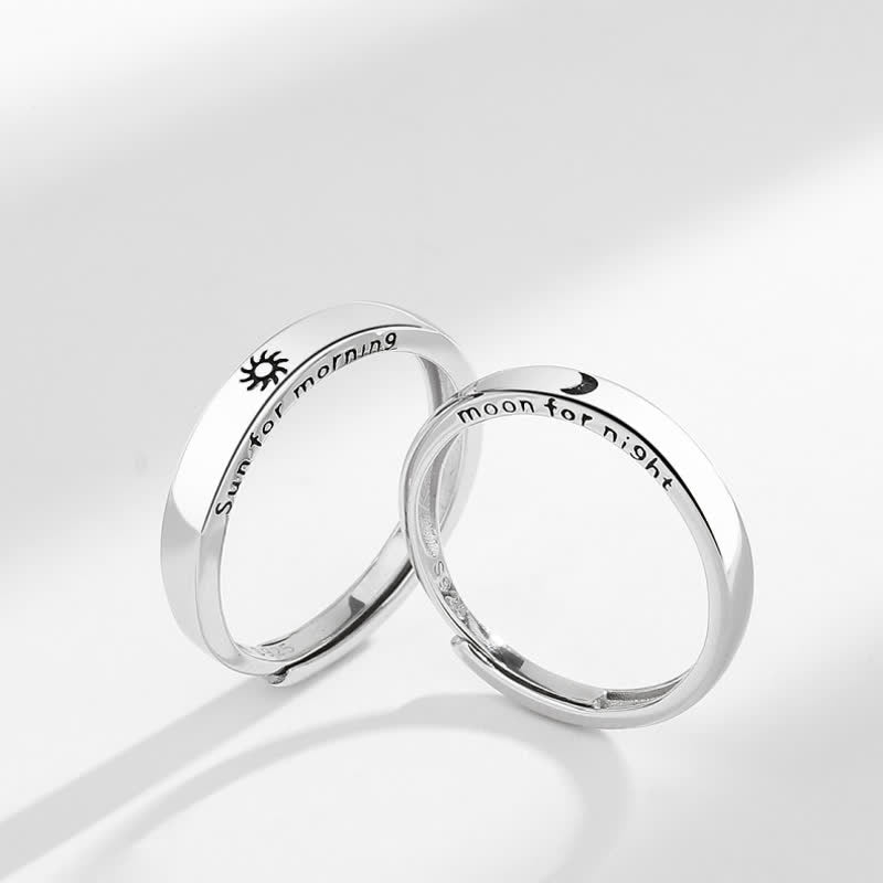 Fortune Jewel 925 Sterling Silver Sun Moon Protection Adjustable Couple Ring