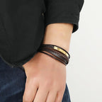 Fortune Jewel Simple Design Titanium Steel Leather Luck Bracelet