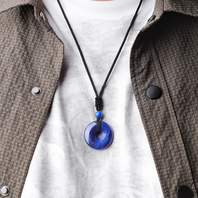 Fortune Jewel Lucky Coin Pendant Healing Crystal Gemstone Necklace