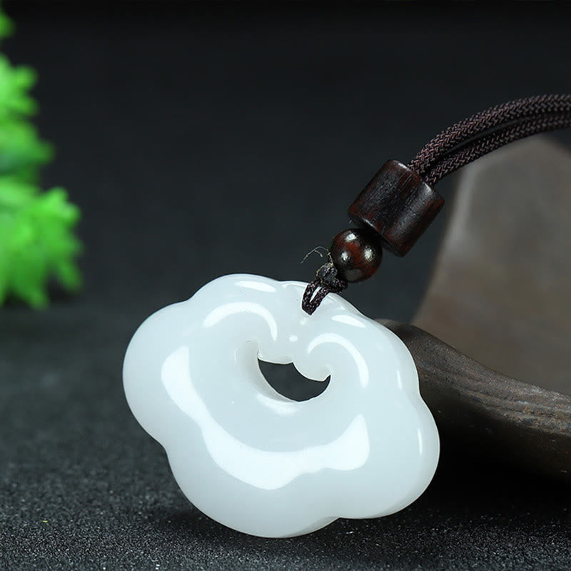 Fortune Jewel Tianshan Jade Golden Silk Jade Chinese Lock Charm Abundance Necklace Pendant
