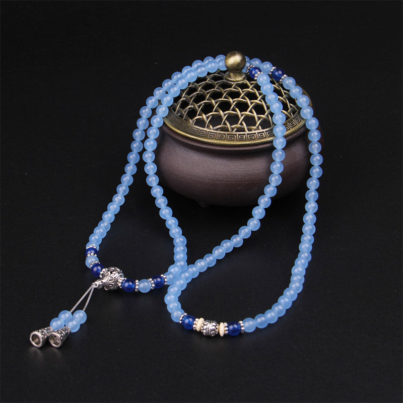 Fortune Jewel 108 Beads Blue Crystal Healing Bracelet Mala