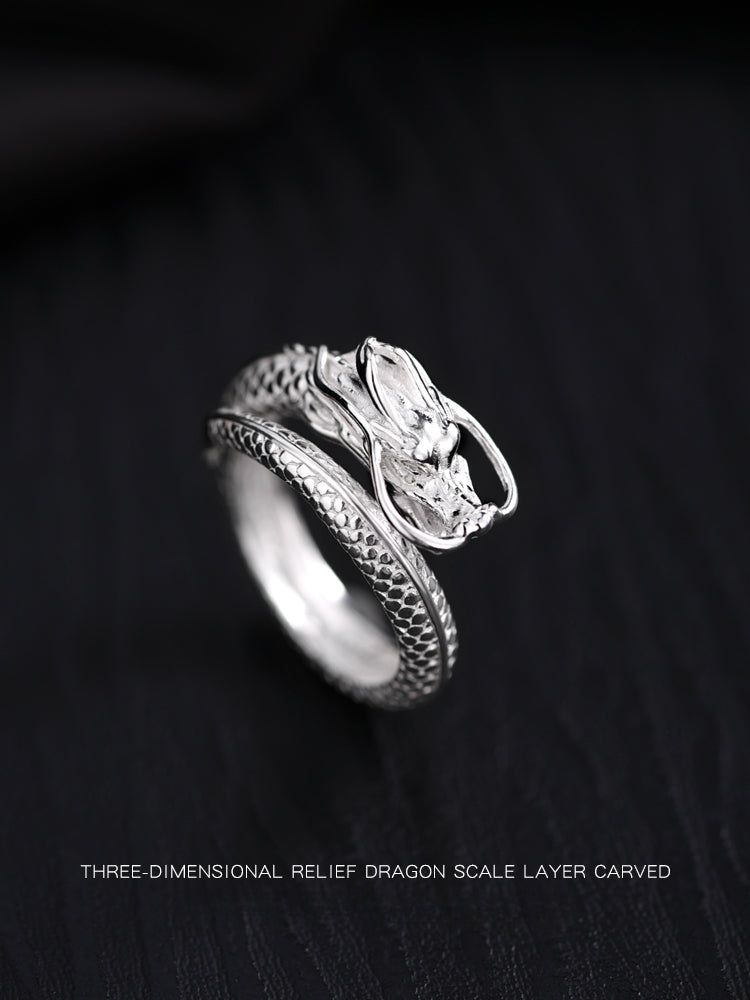 Buddha3bodhi Pure Silver Zodiac Dragon Ring for Protection