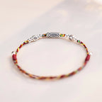 Fortune Jewel 925 Sterling Silver Luck Koi Fish Braided Colorful String Bracelet Anklet