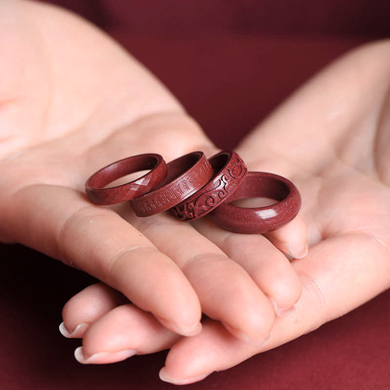 Fortune Jewel Cinnabar Om Mani Padme Hum Auspicious Clouds Blessing Ring