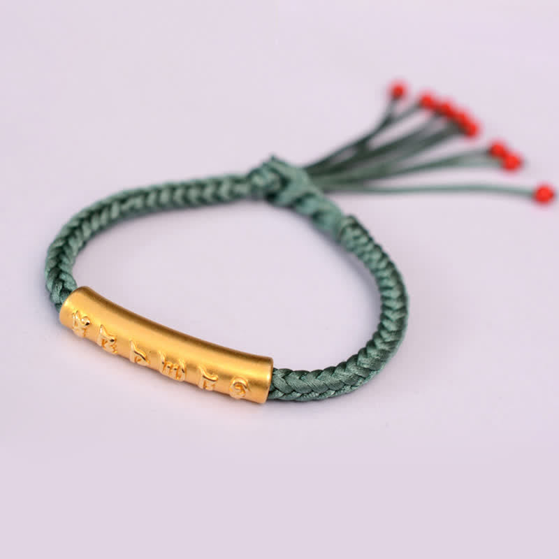 Fortune Jewel 999 Sterling Silver Om Mani Padme Hum Protection Strength String Bracelet