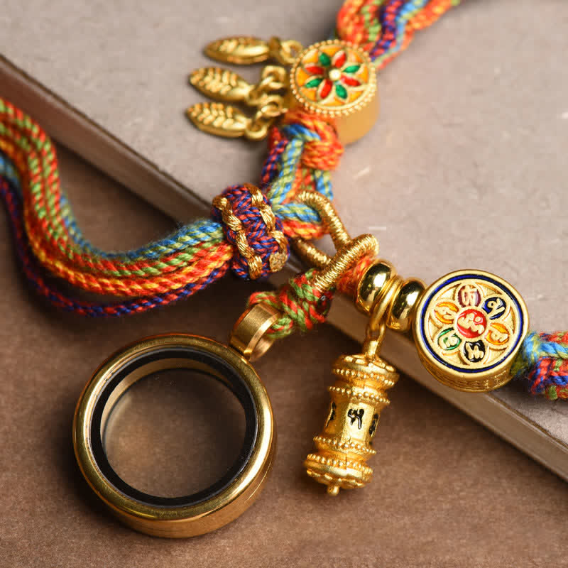 Fortune Jewel Tibetan Om Mani Padme Hum Dreamcatcher Luck Colorful Reincarnation Knot String Bracelet