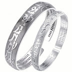 Fortune Jewel Tibetan Sanskrit White Copper Meditation Prayer Bracelet Bangle