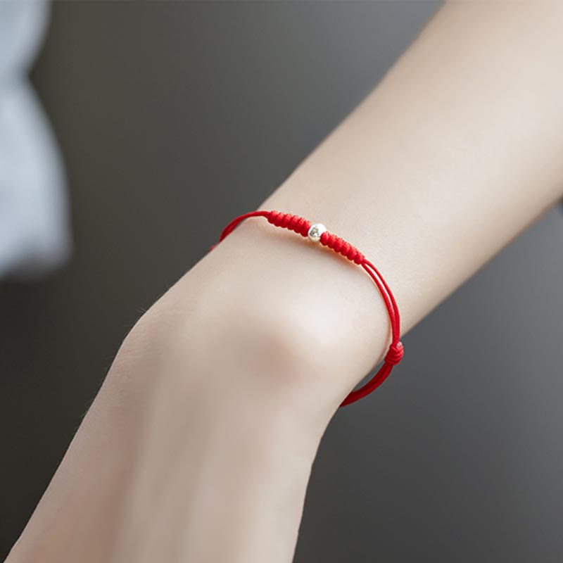 Fortune Jewel 925 Sterling Silver Luck Bead Protection Red String Braided Bracelet