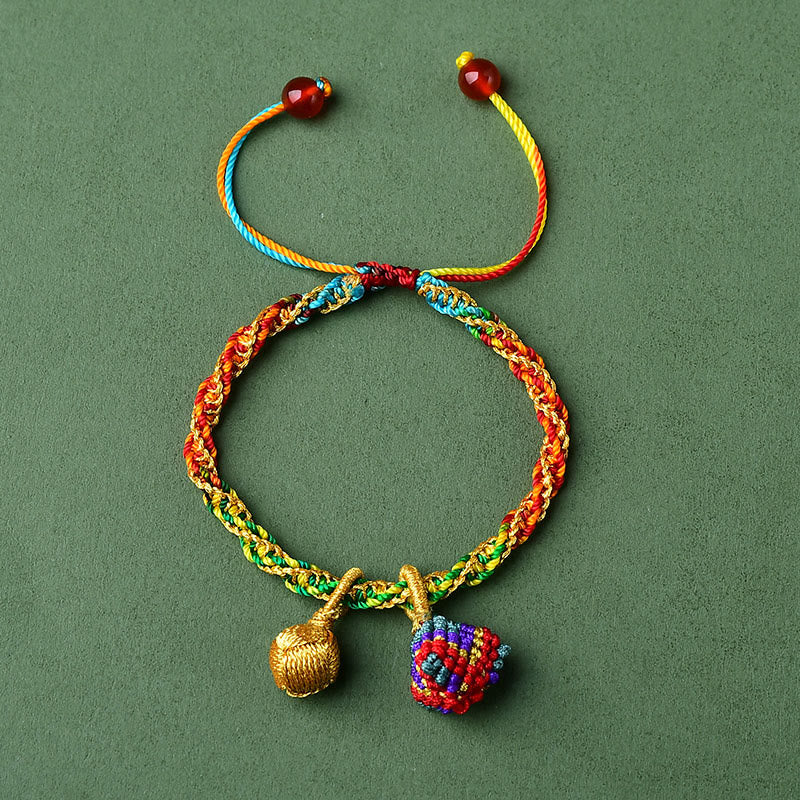 Fortune Jewel Colorful Rope Luck Handmade Zongzi Golden Ball Charm Bracelet