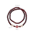 Fortune Jewel 14K Gold Plated Natural Garnet Strawberry Quartz Stability Double Wrap Bracelet