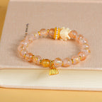 Fortune Jewel Tibetan Incense Ash Liuli Glass Bead Lucky Nine Tailed Fox Lotus Charm Bracelet