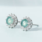 Fortune Jewel 925 Sterling Silver Round Jade Luck Abundance Stud Earrings