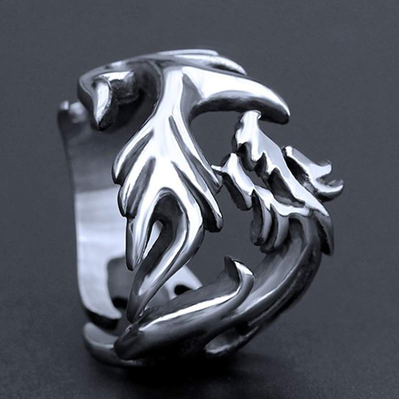 Fortune Jewel Dragon Pattern Protection Strength Adjustable Ring Fortune Jewel