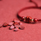 Fortune Jewel Four Leaf Clover Five-petal Flower Cinnabar Blessing Red String Bracelet