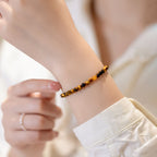 Fortune Jewel 14K Gold Plated Natural Tiger Eye Stone Courage Protection Bracelet