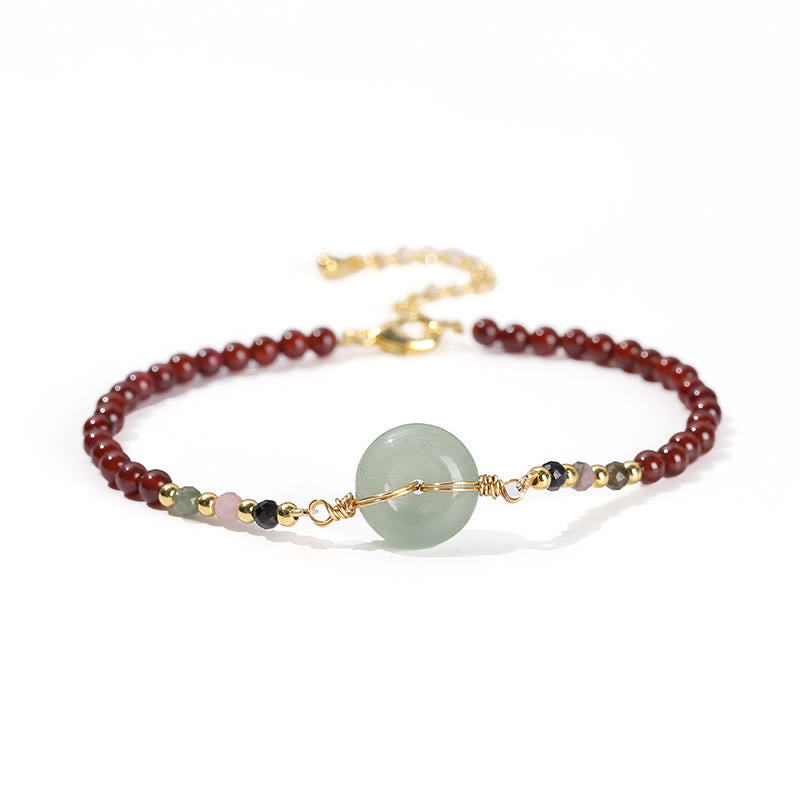 Fortune Jewel Natural Garnet Peace Buckle Bead Calm Bracelet