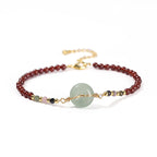 Fortune Jewel Natural Garnet Peace Buckle Bead Calm Bracelet