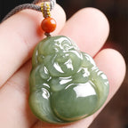 Fortune Jewel Laughing Buddha Hetian Jade Abundance Necklace String Pendant Fortune Jewel