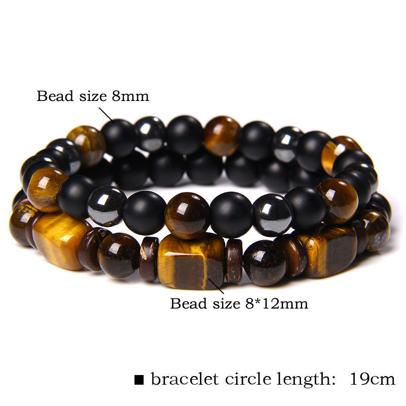 Fortune Jewel Tiger Eye Frosted Stone Hematite Courage Bracelet