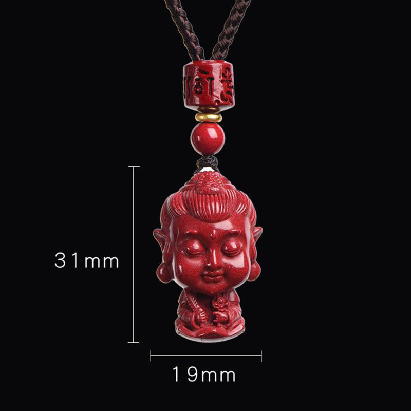 Fortune Jewel Chinese Zodiac Natal Buddha Natural Cinnabar Amulet Keep Away Evil Spirits Necklace Pendant