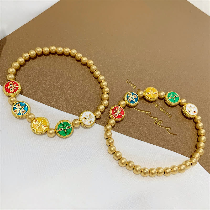 Fortune Jewel Tibetan Five God Of Wealth Copper Beads Luck Bracelet