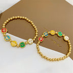 Fortune Jewel Tibetan Five God Of Wealth Copper Beads Luck Bracelet