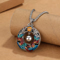 Fortune Jewel Year of the Dragon Colorful Double Dragons Playing Bead Copper Protection Necklace Pendant