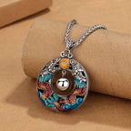 Fortune Jewel Year of the Dragon Colorful Double Dragons Playing Bead Copper Protection Necklace Pendant