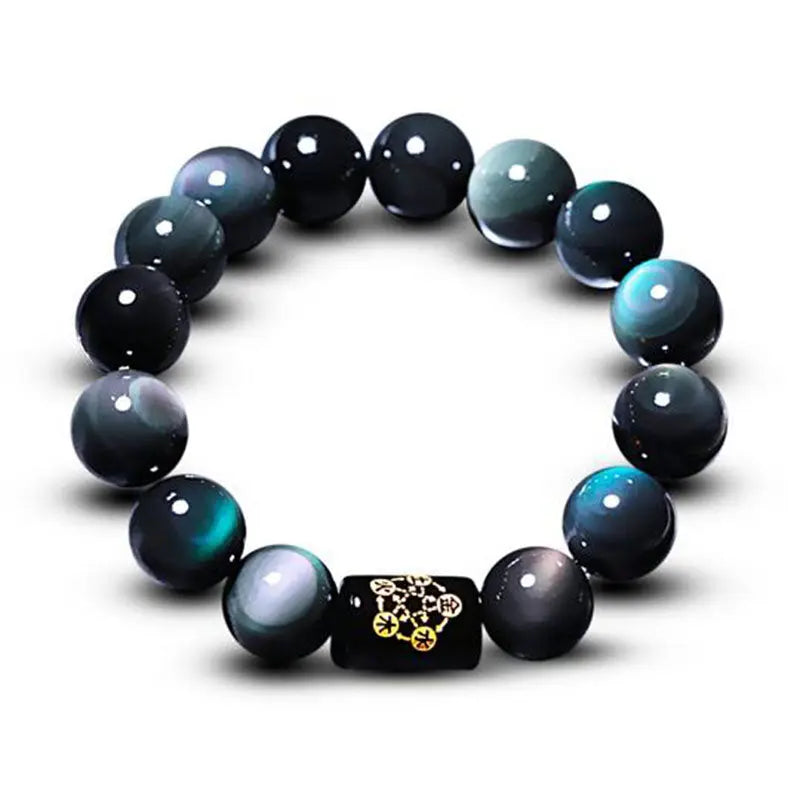 Fortune Jewel "Sending Balance and Protection" Rainbow Obsidian Bracelet Includes Gift Message Card Fortune Jewel