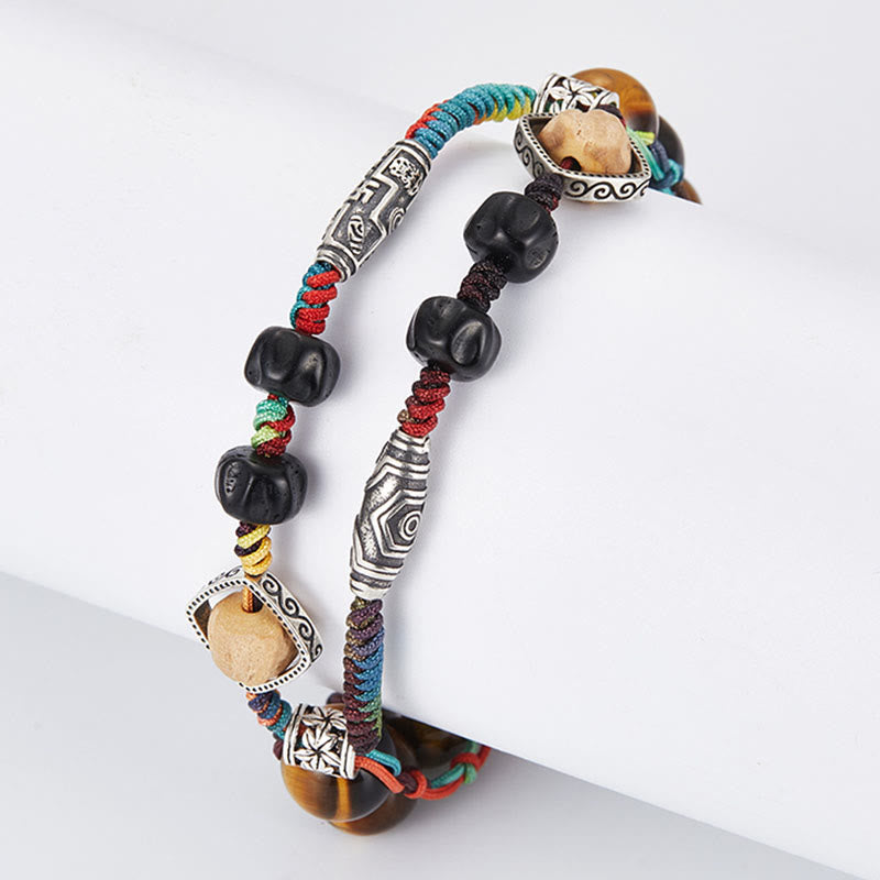 Fortune Jewel 925 Sterling Silver Tiger's Eye Bodhi Seed Handmade Courage Bracelet