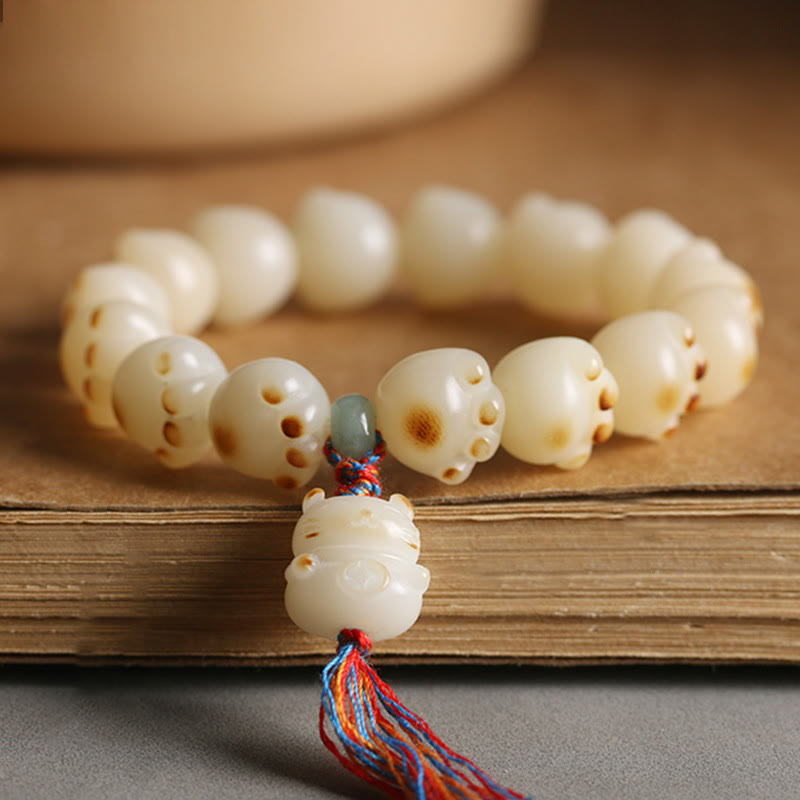 Fortune Jewel Cute Lucky Cat Bodhi Seed Cat Paw Harmony Bracelet