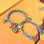 Fortune Jewel Tibetan Zakiram Goddess of Wealth Thangka Luck Prayer Wheel Braid String Bracelet