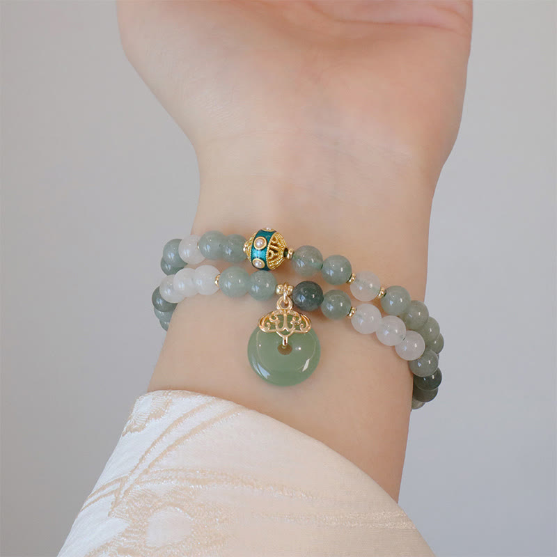 Fortune Jewel Single Double Layer Jade Peace Buckle Luck Bracelet