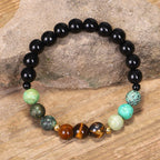 Fortune Jewel 108 Mala Beads Natural Stone Tiger Eye Turquoise Protection Strength Bracelet Necklace