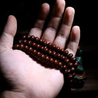Fortune Jewel Natural Tibet 108 Mala Beads Purple Bodhi Seed Three-eyed Dzi Bead Copper Dorje Harmony Bracelet