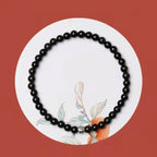 Fortune Jewel Natural Black Obsidian Smoky Quartz Purification Strength Bracelet