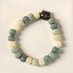 Fortune Jewel Bodhi Seed Silver Sheen Obsidian Cat Head Om Mani Padme Hum Engraved Harmony Bracelet
